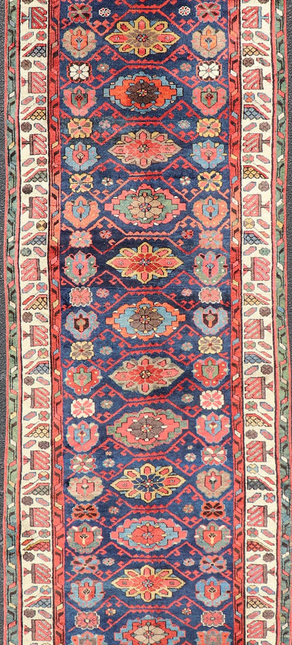 Colorful Antique N.W. Persian Runner with Sub - Geometric All - Over Floral Motifs. Keivan Woven Arts / rug EMB - 22209 - 15089, country of origin / type: Iran / N.W. Persian, circa 1920 Measures: 3'2 x 13'3 This Northwest Persian runner features a ... - Keivan Woven ArtsEMB - 22209 - 15089 - 20716Rug