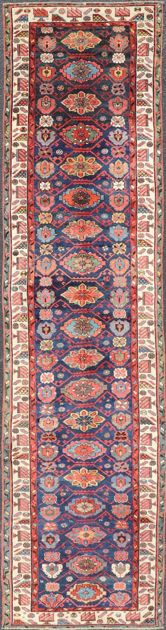 Colorful Antique N.W. Persian Runner with Sub - Geometric All - Over Floral Motifs. Keivan Woven Arts / rug EMB - 22209 - 15089, country of origin / type: Iran / N.W. Persian, circa 1920 Measures: 3'2 x 13'3 This Northwest Persian runner features a ... - Keivan Woven ArtsEMB - 22209 - 15089 - 20716