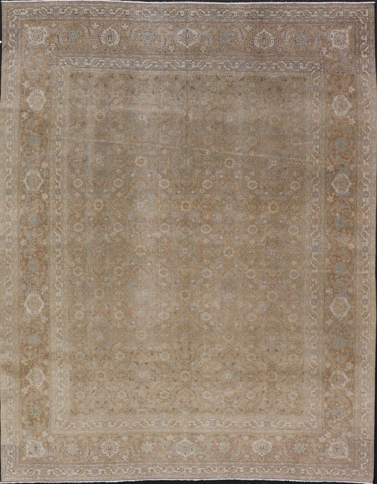 Measures: 8'0 x 10'9 Antique Persian Tabriz Rug in Wool with All - Over Floral Design in Earth Colors. Keivan Woven Arts / rug EMB - 22210 - 15060, country of origin / type: Iran / Tabriz, circa 1920s. This Tabriz rug features a relatively intrica... - Keivan Woven ArtsEMB - 22210 - 15060 - 20583Rug