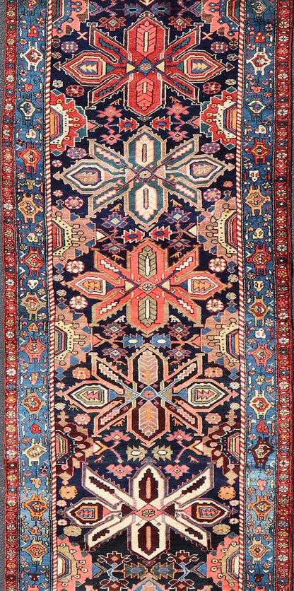 Antique Persian Bidjar Runner with All - Over Geometric Floral Medallion Design. Keivan Woven Arts / rug EMB - 22211 - 15455, country of origin / type: Iran / Bidjar, circa 1900. Measures: 4'1 x 17'0 This magnificent Bidjar with an exquisite, all - ... - Keivan Woven ArtsEMB - 22211 - 15455 - 21131
