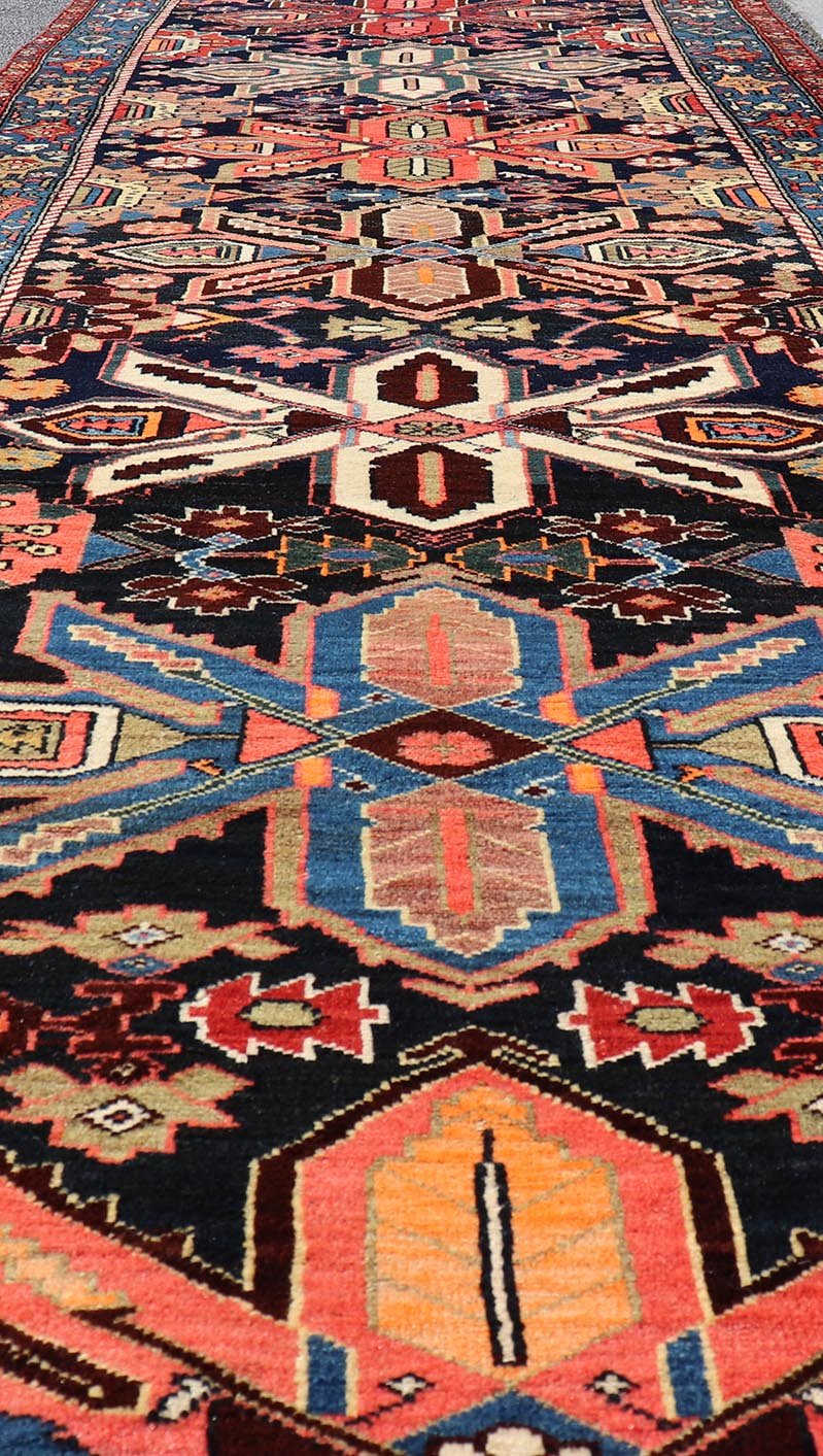Antique Persian Bidjar Runner with All - Over Geometric Floral Medallion Design. Keivan Woven Arts / rug EMB - 22211 - 15455, country of origin / type: Iran / Bidjar, circa 1900. Measures: 4'1 x 17'0 This magnificent Bidjar with an exquisite, all - ... - Keivan Woven ArtsEMB - 22211 - 15455 - 21131