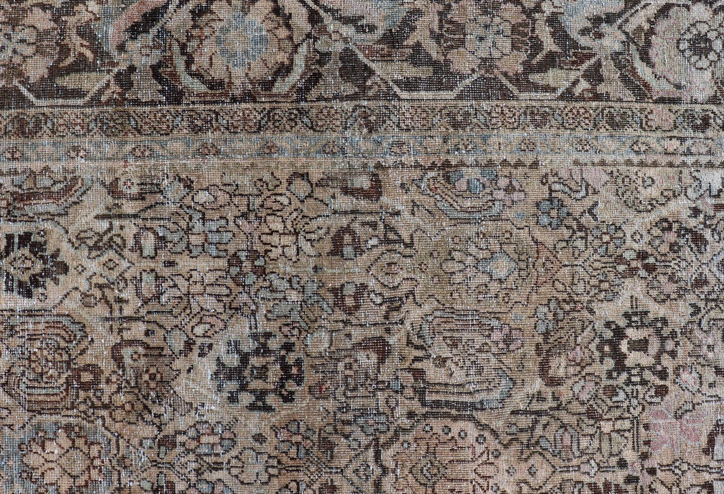 Measures: 9'0 x 12'0 Antique Persian Mahal Rug with Sub - Geometric Design With All - Over Floral. Country of origin: Iran; Type: Sultanabad - Mahal; Design: Diamond Medallion, Floral Medallion; Keivan Woven Arts: Rug / EMB - 22212 - 15087. This anti... - Keivan Woven ArtsEMB - 22212 - 15087 - 20704Rug