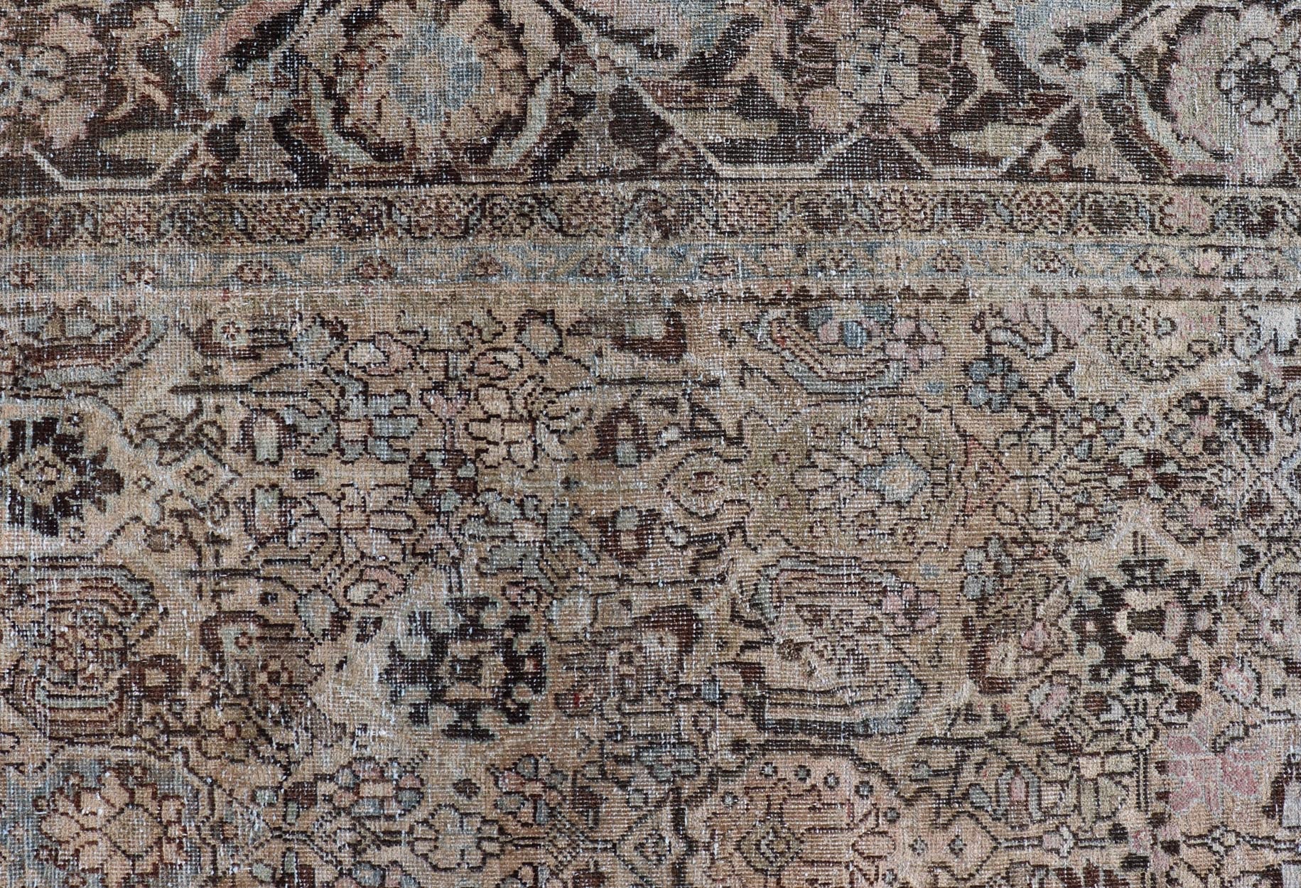Measures: 9'0 x 12'0 Antique Persian Mahal Rug with Sub - Geometric Design With All - Over Floral. Country of origin: Iran; Type: Sultanabad - Mahal; Design: Diamond Medallion, Floral Medallion; Keivan Woven Arts: Rug / EMB - 22212 - 15087. This anti... - Keivan Woven ArtsEMB - 22212 - 15087 - 20704Rug