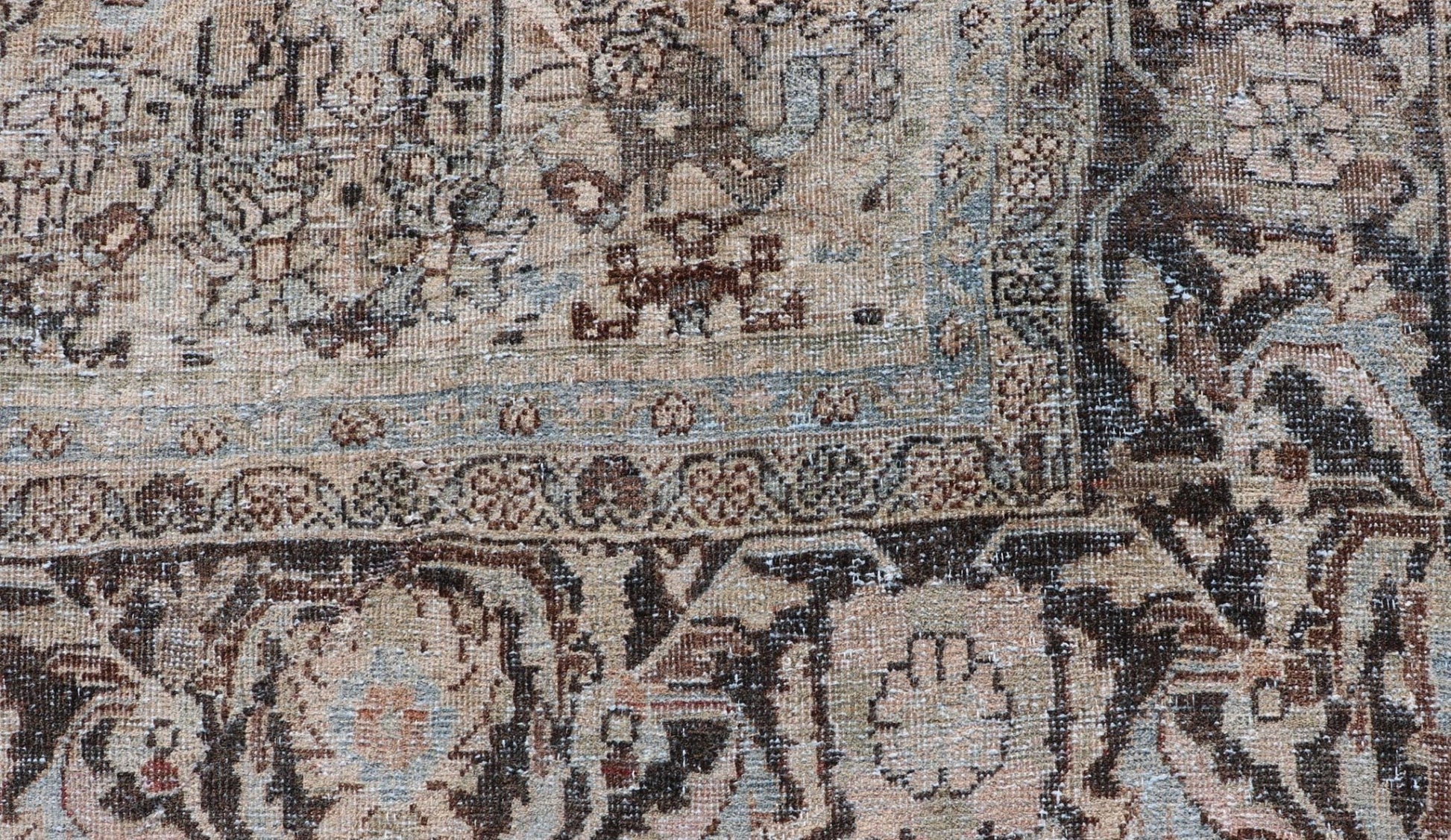 Measures: 9'0 x 12'0 Antique Persian Mahal Rug with Sub - Geometric Design With All - Over Floral. Country of origin: Iran; Type: Sultanabad - Mahal; Design: Diamond Medallion, Floral Medallion; Keivan Woven Arts: Rug / EMB - 22212 - 15087. This anti... - Keivan Woven ArtsEMB - 22212 - 15087 - 20704Rug