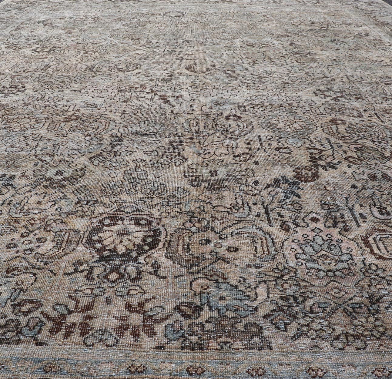 Measures: 9'0 x 12'0 Antique Persian Mahal Rug with Sub - Geometric Design With All - Over Floral. Country of origin: Iran; Type: Sultanabad - Mahal; Design: Diamond Medallion, Floral Medallion; Keivan Woven Arts: Rug / EMB - 22212 - 15087. This anti... - Keivan Woven ArtsEMB - 22212 - 15087 - 20704Rug