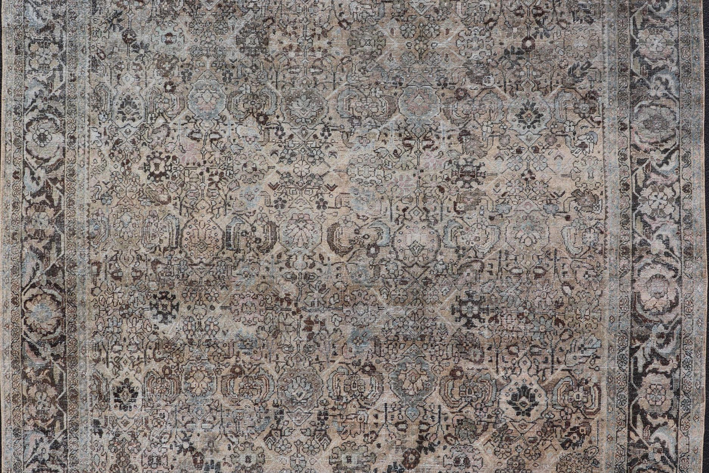 Measures: 9'0 x 12'0 Antique Persian Mahal Rug with Sub - Geometric Design With All - Over Floral. Country of origin: Iran; Type: Sultanabad - Mahal; Design: Diamond Medallion, Floral Medallion; Keivan Woven Arts: Rug / EMB - 22212 - 15087. This anti... - Keivan Woven ArtsEMB - 22212 - 15087 - 20704Rug