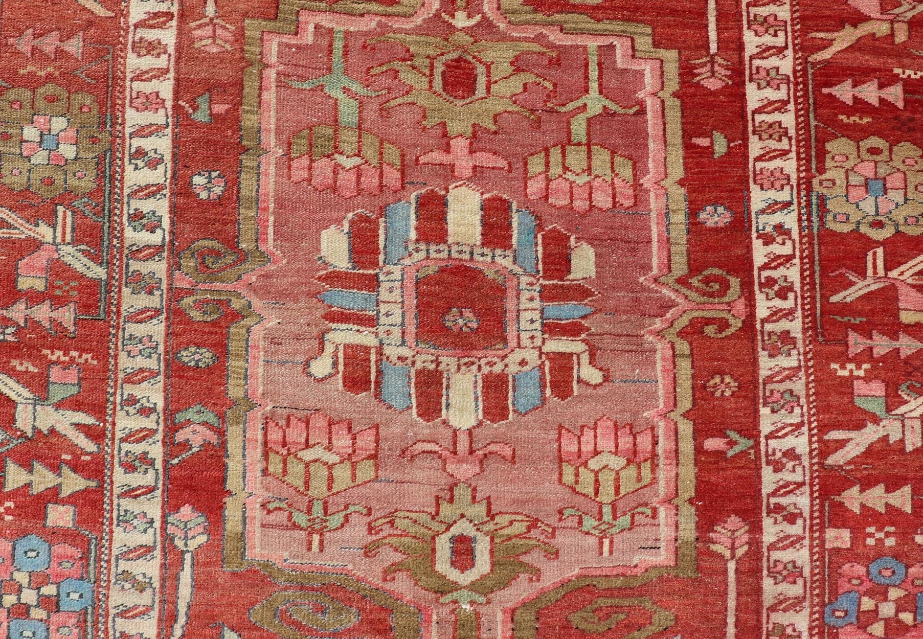 Antique Persian Long Persian Serapi Gallery Runner in Wool with Medallion Design. Keivan Woven Arts; rug EMB - 22214 - 15457, country of origin / type: Iran / Serapi, circa 1900. Measures: 4'9 x 16'9 This antique Persian Serapi rug was hand - knotted ... - Keivan Woven ArtsEMB - 22214 - 15457 - 21137