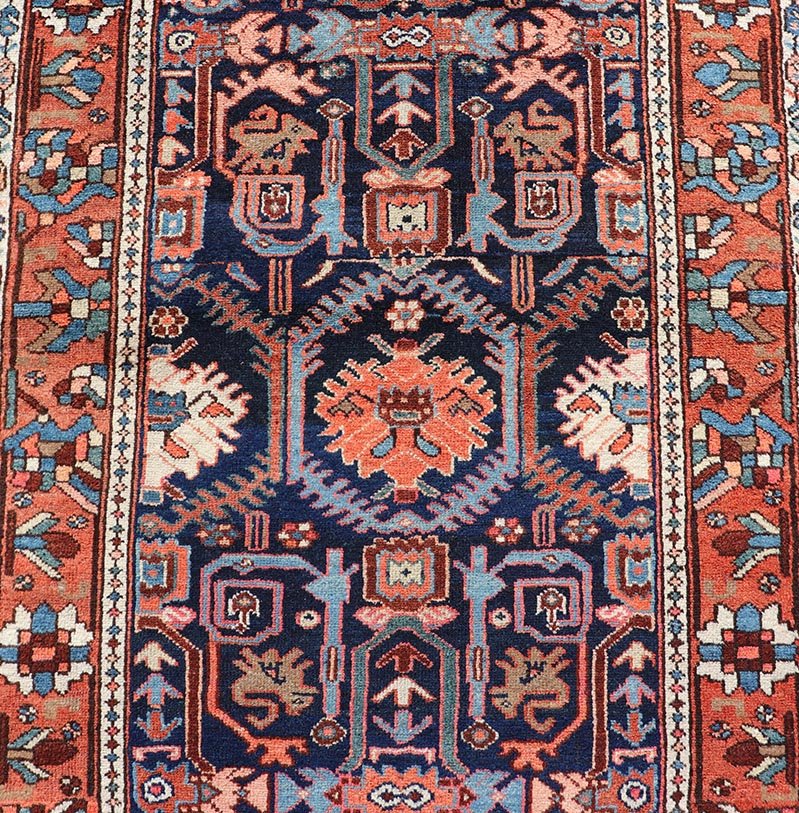 Colorful Antique Persian Bakhtiari Gallery Runner with All - Over Tribal Design. Keivan Woven Arts / rug EMB - 222191 - 15451, country of origin / type: Iran / Bakhtiari, circa 1920 Measures: 3'8 x 12'9 This beautiful antique Bakhtiari rug from Persia... - Keivan Woven ArtsEMB - 222191 - 15451 - 21143Rug