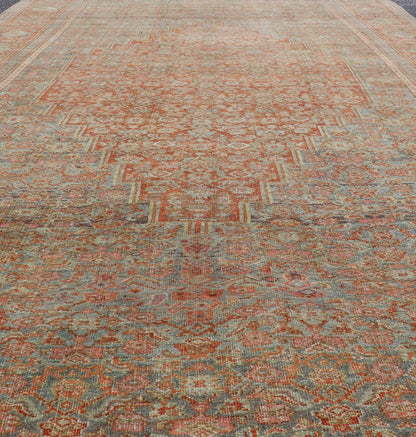 Antique Persian Bidjar Rug In Herati Design With Medallion In Soft Muted Colors. Keivan Woven Arts / rug EMB - 222211 - A - 15467, country of origin / type: Iran / Bidjar, circa 1910 Measures: 7'2 x 12'0 This magnificent Bidjar with an exquisite, all - ... - Keivan Woven ArtsEMB - 222211 - 15467 - 21155Rug