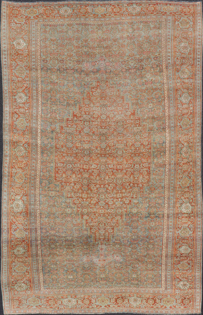 Antique Persian Bidjar Rug In Herati Design With Medallion In Soft Muted Colors. Keivan Woven Arts / rug EMB - 222211 - A - 15467, country of origin / type: Iran / Bidjar, circa 1910 Measures: 7'2 x 12'0 This magnificent Bidjar with an exquisite, all - ... - Keivan Woven ArtsEMB - 222211 - 15467 - 21155Rug