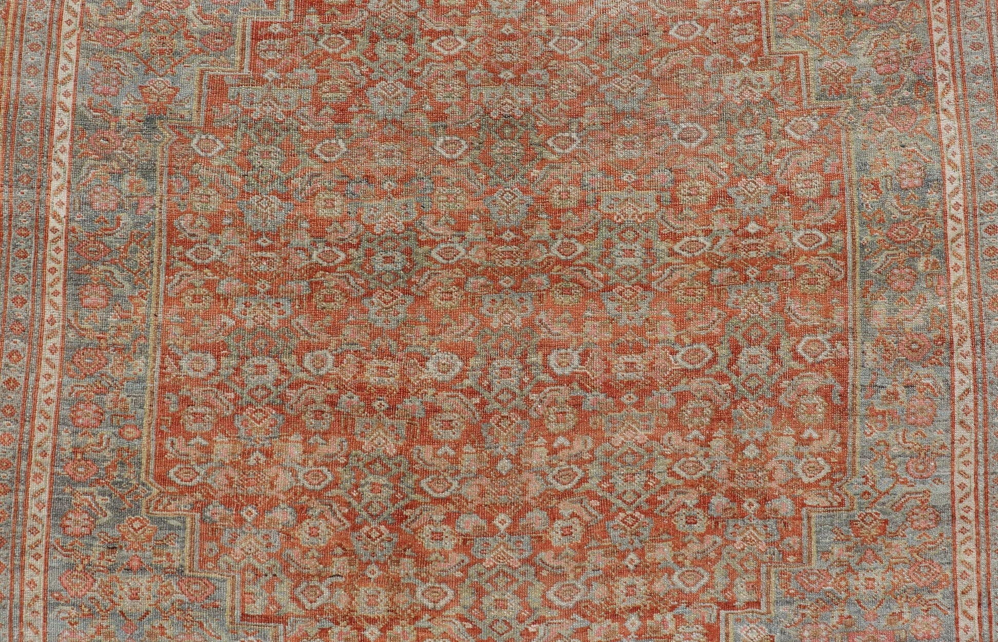Antique Persian Bidjar Rug In Herati Design With Medallion In Soft Muted Colors. Keivan Woven Arts / rug EMB - 222211 - A - 15467, country of origin / type: Iran / Bidjar, circa 1910 Measures: 7'2 x 12'0 This magnificent Bidjar with an exquisite, all - ... - Keivan Woven ArtsEMB - 222211 - 15467 - 21155Rug