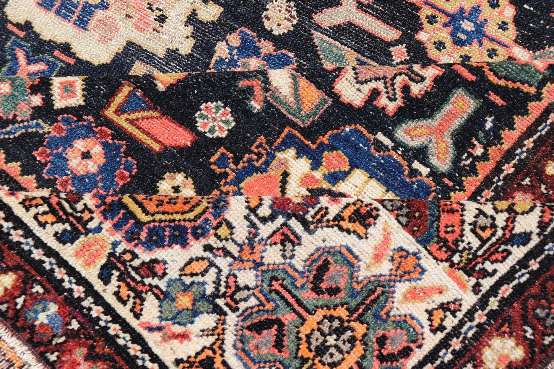 Antique N.W. Persian Large Gallery Rug in navy Blue Background and All - Over Design. Country of Origin: Iran; Type: N.W. Persian; Design: Floral; Keivan Woven Arts: rug/ EMB - 222222 - 15468,.Early 20th century 1900 Measures: 5'2 x 12'10 This... - Keivan Woven ArtsEMB - 222222 - 15468 - 24199