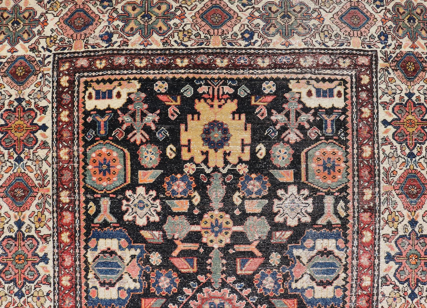 Antique N.W. Persian Large Gallery Rug in navy Blue Background and All - Over Design. Country of Origin: Iran; Type: N.W. Persian; Design: Floral; Keivan Woven Arts: rug/ EMB - 222222 - 15468,.Early 20th century 1900 Measures: 5'2 x 12'10 This... - Keivan Woven ArtsEMB - 222222 - 15468 - 24199Rug