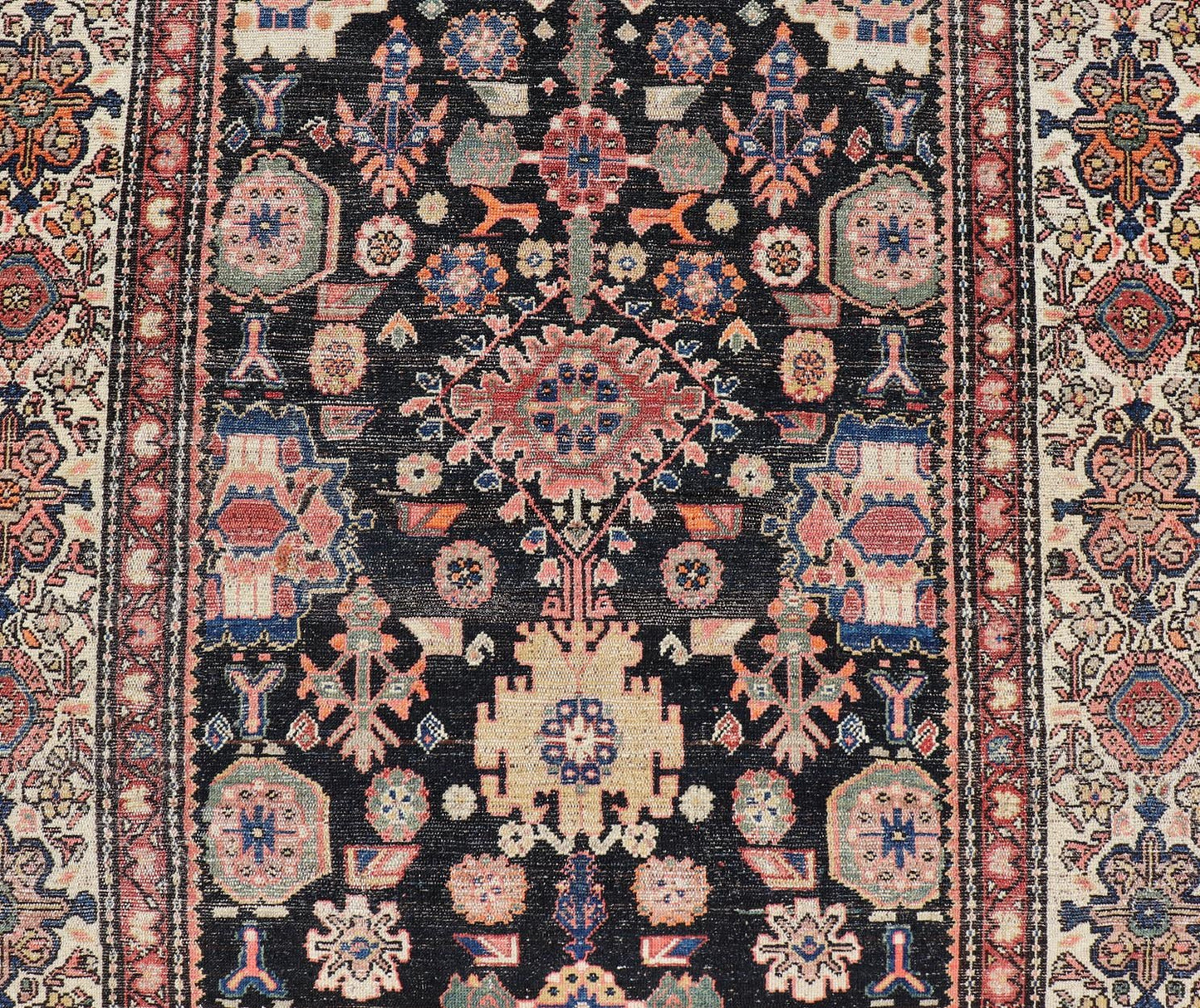 Antique N.W. Persian Large Gallery Rug in navy Blue Background and All - Over Design. Country of Origin: Iran; Type: N.W. Persian; Design: Floral; Keivan Woven Arts: rug/ EMB - 222222 - 15468,.Early 20th century 1900 Measures: 5'2 x 12'10 This... - Keivan Woven ArtsEMB - 222222 - 15468 - 24199Rug