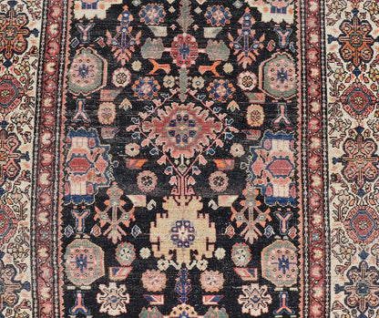 Antique N.W. Persian Large Gallery Rug in navy Blue Background and All - Over Design. Country of Origin: Iran; Type: N.W. Persian; Design: Floral; Keivan Woven Arts: rug/ EMB - 222222 - 15468,.Early 20th century 1900 Measures: 5'2 x 12'10 This... - Keivan Woven ArtsEMB - 222222 - 15468 - 24199Rug