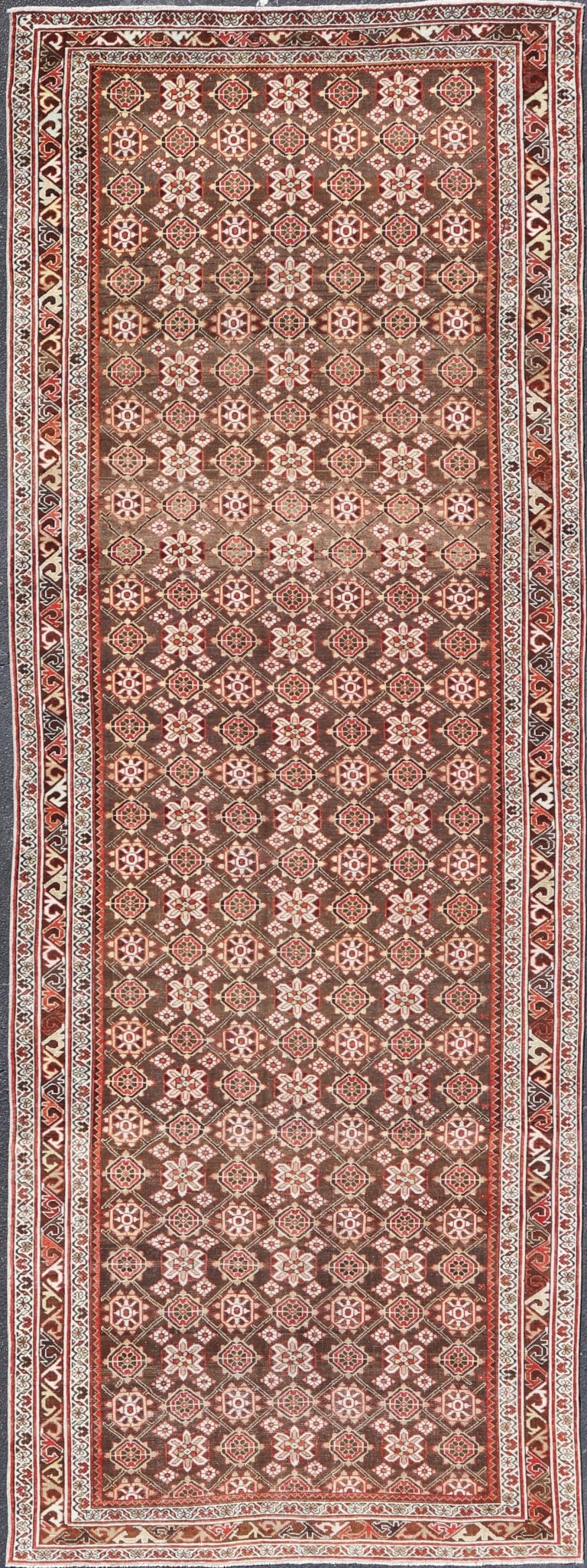 Antique Malayer Persian Gallery Runner with All Over Floral Design. Keivan Woven Arts; rug / EMB - 22226 - 15453 Country of origin: Iran Circa 1920's Type Malayer. Measures: 5'8 x 15'10 This antique Malayer gallery runner features a modest, multi - t... - Keivan Woven ArtsEMB - 22226 - 15453 - 21573
