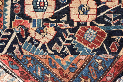 Antique Hamadan Runner in Blue Background Multi Colors With Tribal Motifs. Keivan Woven Arts / rug EMB - 22228 - 15461, country of origin / type: Iran / Hamadan, circa 1920Measures: 3'3 x 9'3 - Keivan Woven ArtsEMB - 22228 - 15461 - 21579Rug