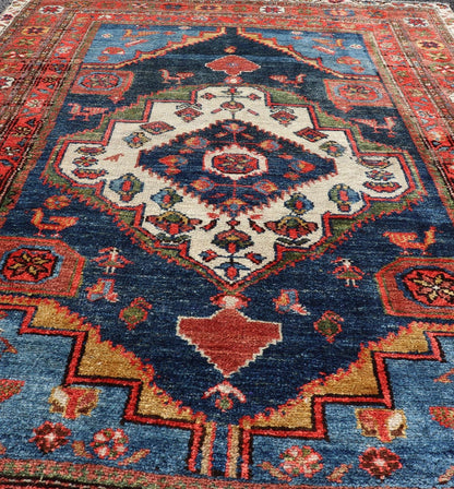 Measures: 4'1 x 6'0 Antique Persian Nahavand Rug by Keivan Woven Arts with Sub - Geometric Medallion. Keivan Woven Arts / rug EMB - 22235, country of origin / type: Persian / Nahavand, circa Early - 20th Century. This absolutely stunning Antique N... - Keivan Woven ArtsEMB - 22235 - 22454