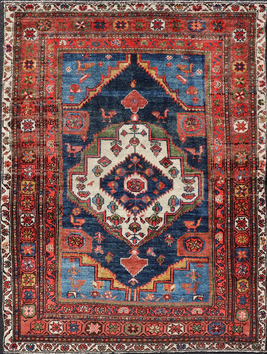 Measures: 4'1 x 6'0 Antique Persian Nahavand Rug by Keivan Woven Arts with Sub - Geometric Medallion. Keivan Woven Arts / rug EMB - 22235, country of origin / type: Persian / Nahavand, circa Early - 20th Century. This absolutely stunning Antique N... - Keivan Woven ArtsEMB - 22235 - 22454Rug