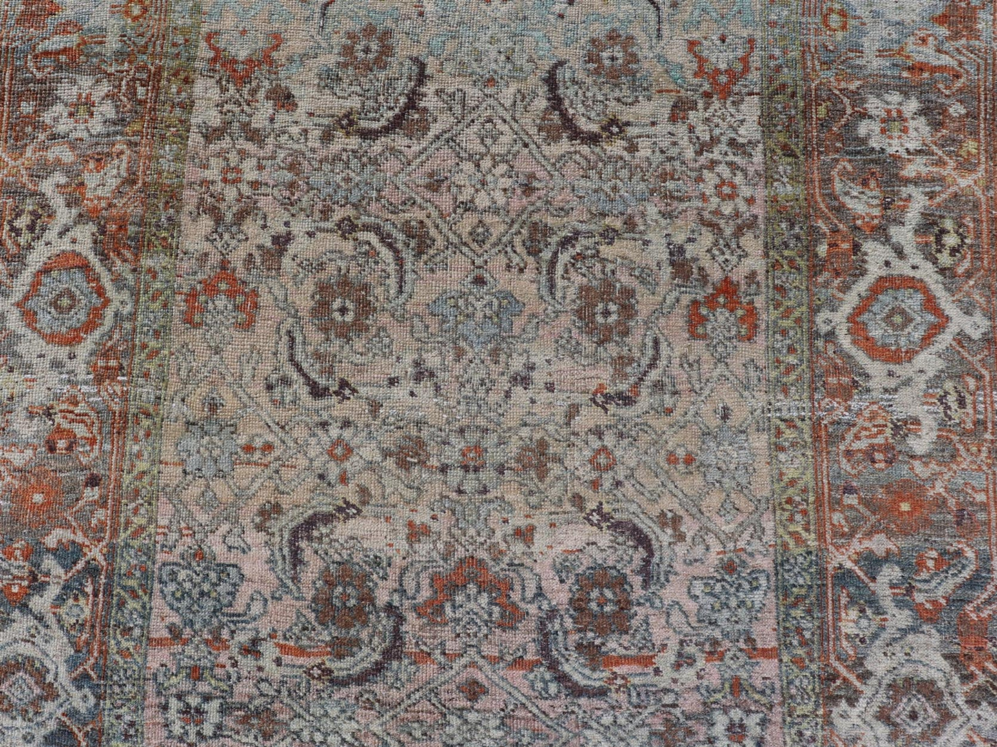 Measures: 4'6 x 8'1 This Bidjar Persian rug, renowned for its durability and intricate design. The rug features a central field with a delicate pattern of floral and geometric motifs in soft, muted colors, including shades of light blue, beige,... - Keivan Woven ArtsEMB - 22243 - 22496Rug