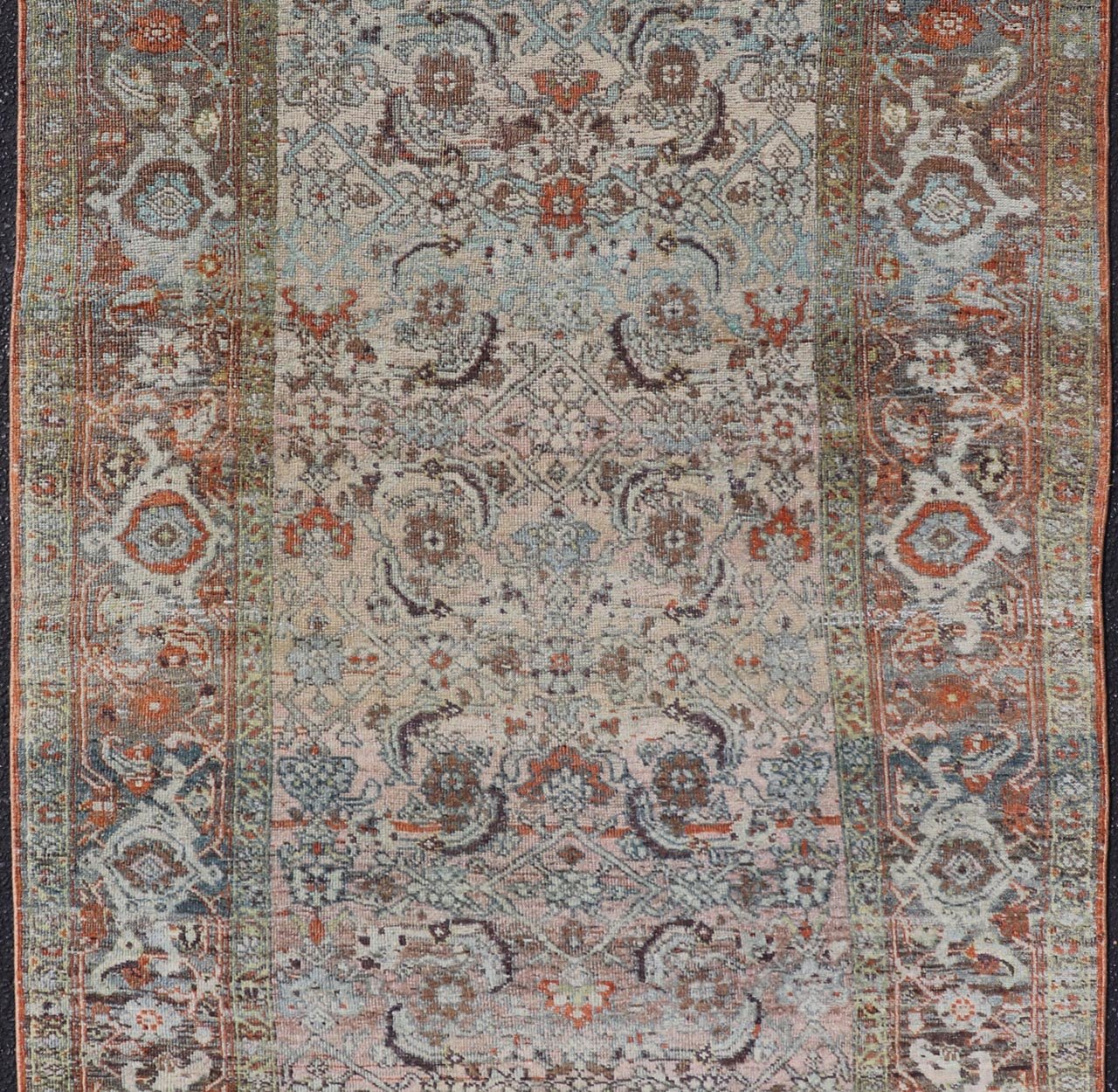 Measures: 4'6 x 8'1 This Bidjar Persian rug, renowned for its durability and intricate design. The rug features a central field with a delicate pattern of floral and geometric motifs in soft, muted colors, including shades of light blue, beige,... - Keivan Woven ArtsEMB - 22243 - 22496Rug