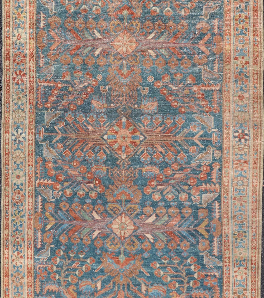 Antique Malayer Long Area Rug in Blue, rust, Green by Keivan Woven Arts Measures: 5'1"X10'2" Persian Malayer rugs are known for their intricate patterns and detailed designs and single weft. This Keivan Woven Arts Malayer area rug includ... - Keivan Woven ArtsEMB - 22251 - 22532Rug