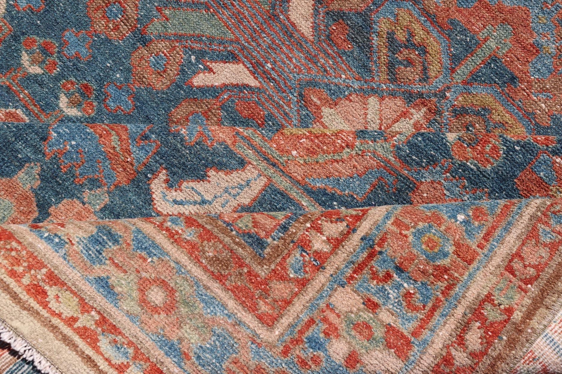 Antique Malayer Long Area Rug in Blue, rust, Green by Keivan Woven Arts Measures: 5'1"X10'2" Persian Malayer rugs are known for their intricate patterns and detailed designs and single weft. This Keivan Woven Arts Malayer area rug includ... - Keivan Woven ArtsEMB - 22251 - 22532Rug