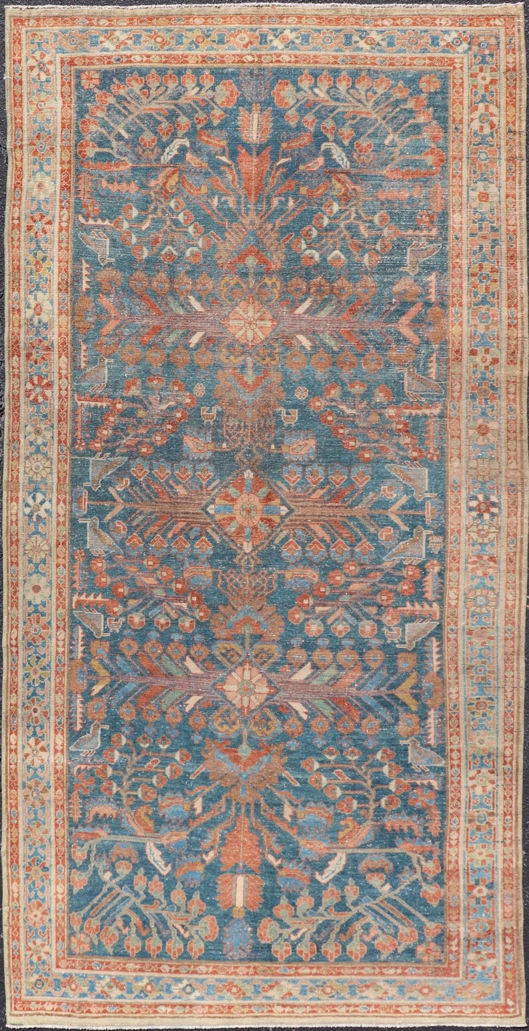 Antique Malayer Long Area Rug in Blue, rust, Green by Keivan Woven Arts Measures: 5'1"X10'2" Persian Malayer rugs are known for their intricate patterns and detailed designs and single weft. This Keivan Woven Arts Malayer area rug includ... - Keivan Woven ArtsEMB - 22251 - 22532Rug