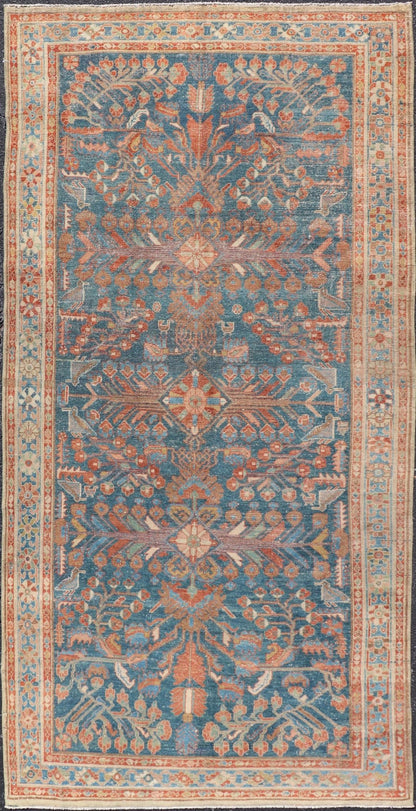 Antique Malayer Long Area Rug in Blue, rust, Green by Keivan Woven Arts Measures: 5'1"X10'2" Persian Malayer rugs are known for their intricate patterns and detailed designs and single weft. This Keivan Woven Arts Malayer area rug includ... - Keivan Woven ArtsEMB - 22251 - 22532Rug