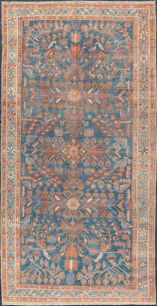 Antique Malayer Long Area Rug in Blue, rust, Green by Keivan Woven Arts Measures: 5'1"X10'2" Persian Malayer rugs are known for their intricate patterns and detailed designs and single weft. This Keivan Woven Arts Malayer area rug includ... - Keivan Woven ArtsEMB - 22251 - 22532Rug