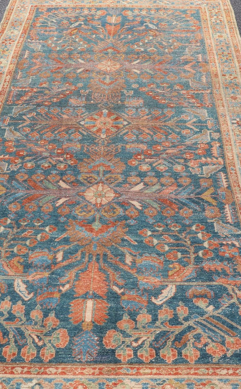 Antique Malayer Long Area Rug in Blue, rust, Green by Keivan Woven Arts Measures: 5'1"X10'2" Persian Malayer rugs are known for their intricate patterns and detailed designs and single weft. This Keivan Woven Arts Malayer area rug includ... - Keivan Woven ArtsEMB - 22251 - 22532Rug