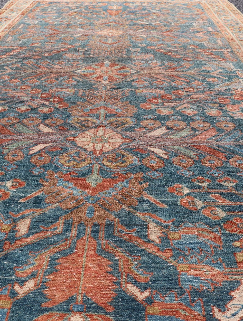 Antique Malayer Long Area Rug in Blue, rust, Green by Keivan Woven Arts Measures: 5'1"X10'2" Persian Malayer rugs are known for their intricate patterns and detailed designs and single weft. This Keivan Woven Arts Malayer area rug includ... - Keivan Woven ArtsEMB - 22251 - 22532Rug