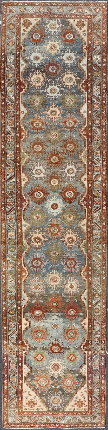 Measures: 3'10 x 16'7 This long Malayer runner embodies the rich artistic tradition, showcasing a detailed and harmonious design that exemplifies the craftsmanship of Malayer weavers. The rug features a series of elaborate medallions aligned centra... - Keivan Woven ArtsEMB - 22259 - 22574