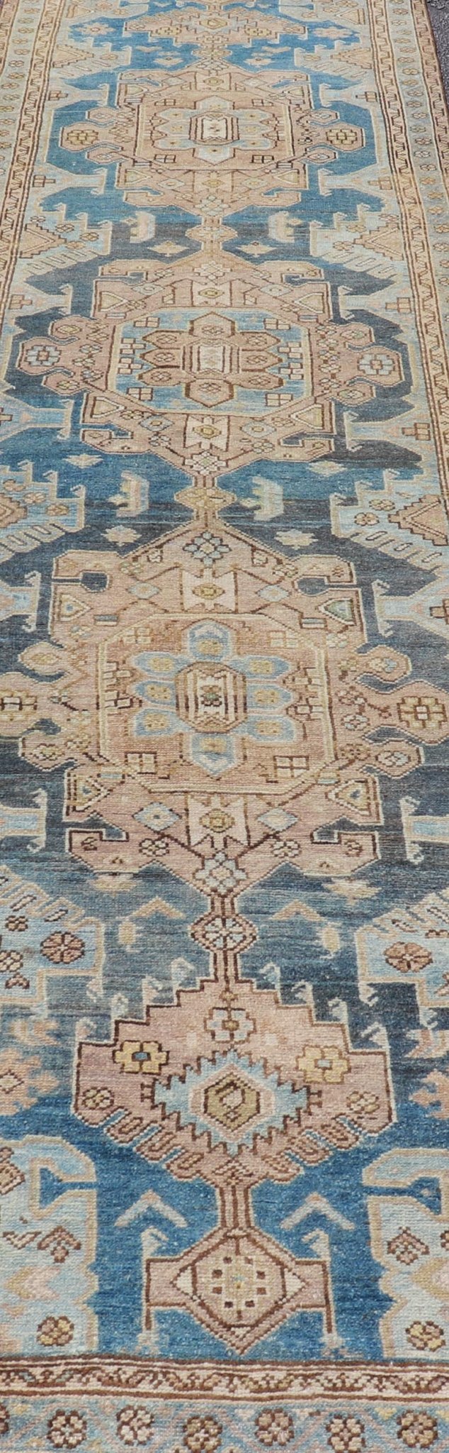 Measures: 3'2 x 12'8 This captivating long Azerbaijan runner is masterfully woven to create a tapestry of intricate patterns and serene color schemes. The rug features a striking array of symmetrical medallion designs, each meticulously crafted to ... - Keivan Woven ArtsEMB - 22277 - 26094Rug