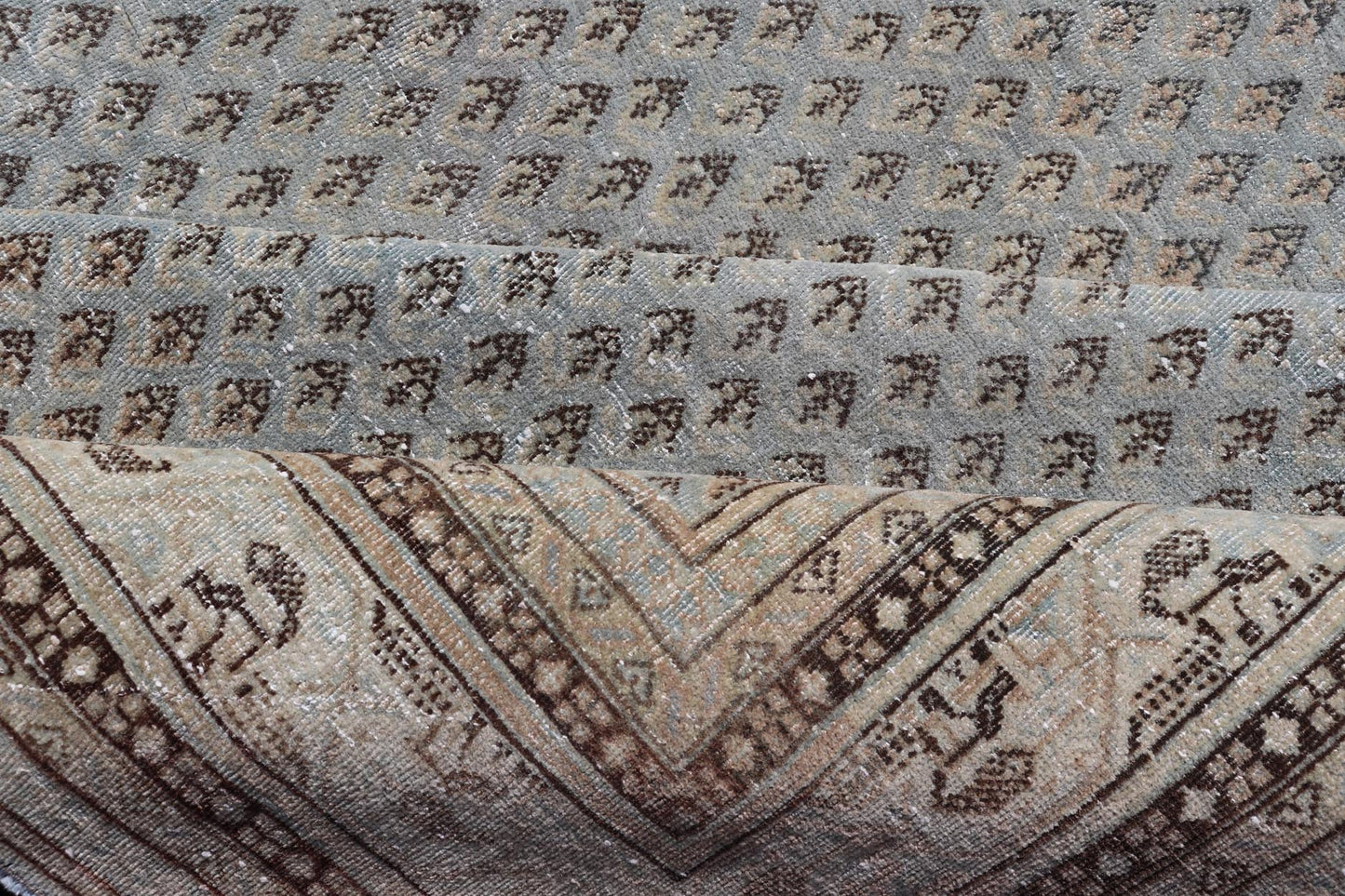 Measures: 7'2 x 10'2 This antique Tabriz rug is a masterpiece of subtlety and sophistication, showcasing the refined artistry and meticulous craftsmanship characteristic of Tabriz weaving. The rug's central field is adorned with a densely patterned... - Keivan Woven ArtsEMB - 22278 - 25890Rug