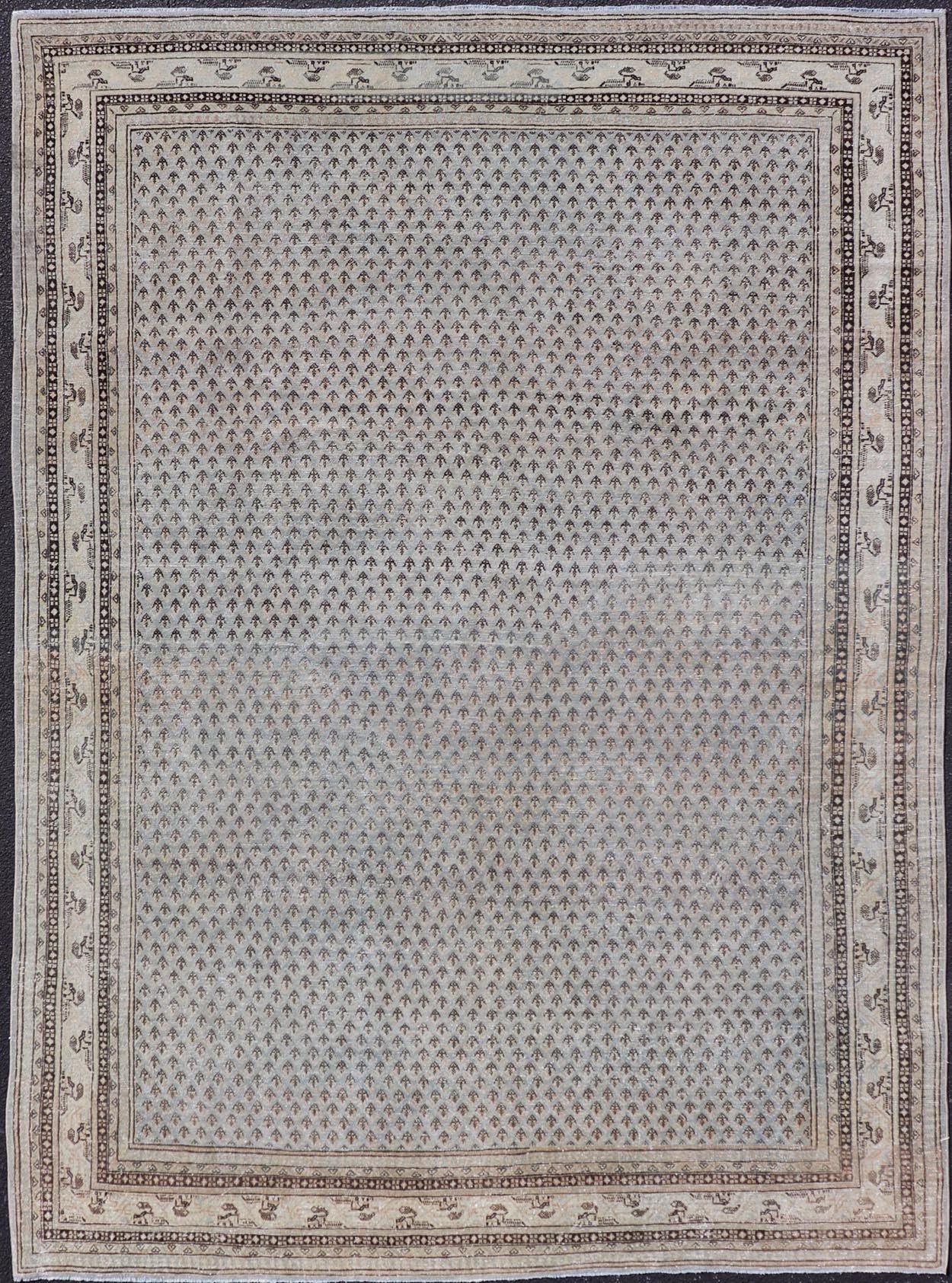 Measures: 7'2 x 10'2 This antique Tabriz rug is a masterpiece of subtlety and sophistication, showcasing the refined artistry and meticulous craftsmanship characteristic of Tabriz weaving. The rug's central field is adorned with a densely patterned... - Keivan Woven ArtsEMB - 22278 - 25890Rug