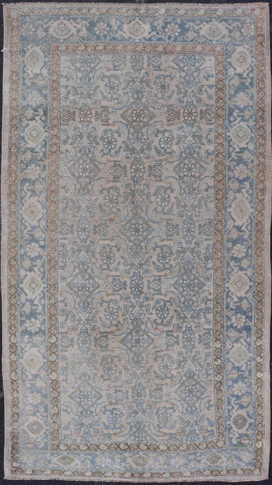 Measures: 3'4 x 6'5 This antique Persian Bidjar rug epitomizes the renowned durability and intricate design characteristic of Bidjar weavings. The rug showcases a complex array of floral and vine motifs intricately woven across its field, presentin... - Keivan Woven ArtsEMB - 22281 - 26766Rug