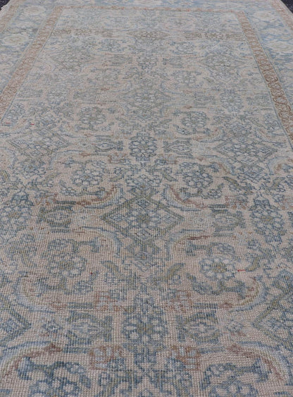 Measures: 3'4 x 6'5 This antique Persian Bidjar rug epitomizes the renowned durability and intricate design characteristic of Bidjar weavings. The rug showcases a complex array of floral and vine motifs intricately woven across its field, presentin... - Keivan Woven ArtsEMB - 22281 - 26766Rug