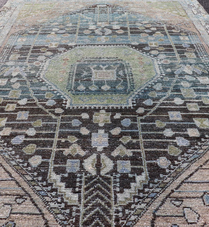 Measures: 4'0 x 6'0 This exquisite antique Persian Nahavand rug showcases the mastery of traditional Persian weaving with its intricate design and sophisticated color palette. Dominated by a central diamond medallion, the rug features layers of geo... - Keivan Woven ArtsEMB - 22284 - 26112Rug