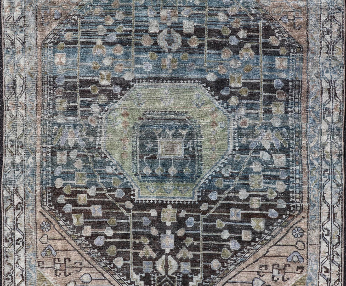 Measures: 4'0 x 6'0 This exquisite antique Persian Nahavand rug showcases the mastery of traditional Persian weaving with its intricate design and sophisticated color palette. Dominated by a central diamond medallion, the rug features layers of geo... - Keivan Woven ArtsEMB - 22284 - 26112Rug