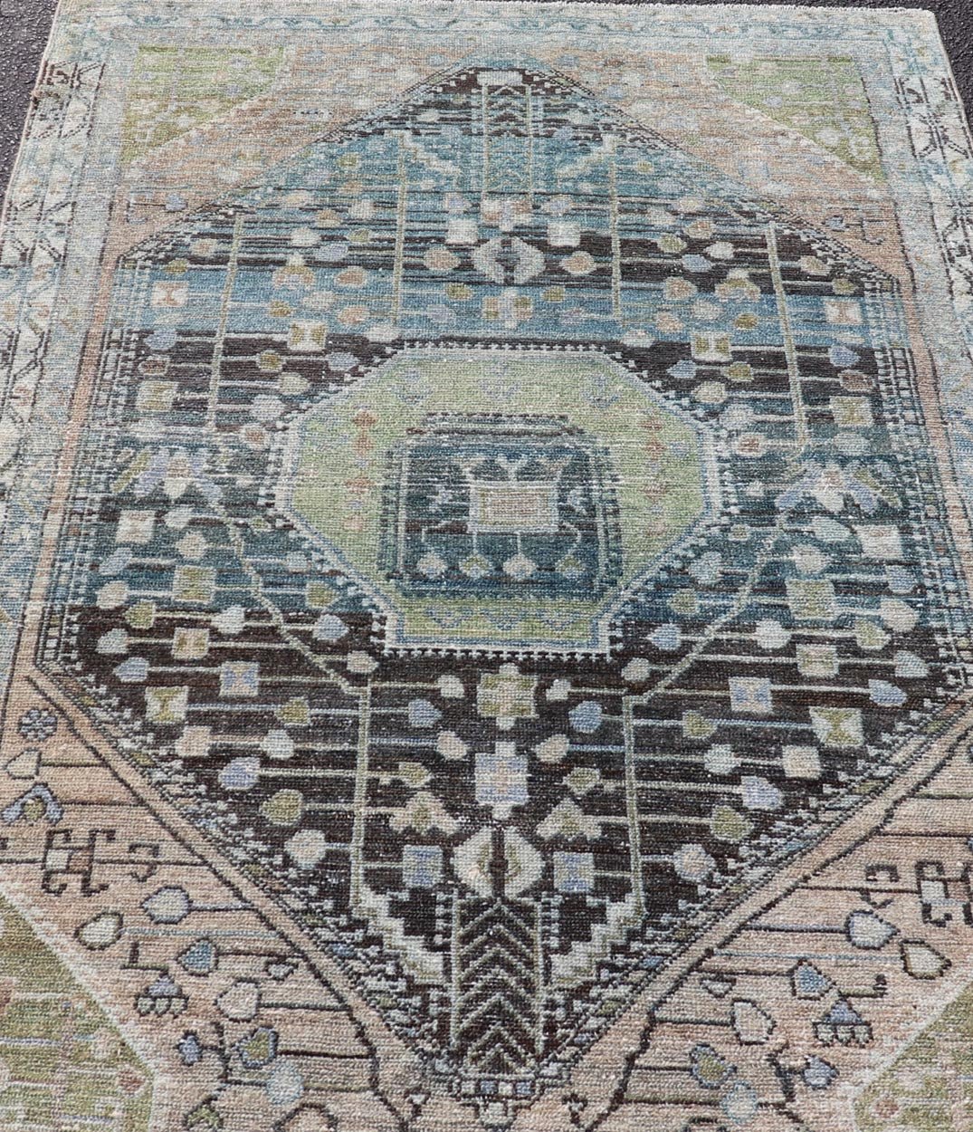 Measures: 4'0 x 6'0 This exquisite antique Persian Nahavand rug showcases the mastery of traditional Persian weaving with its intricate design and sophisticated color palette. Dominated by a central diamond medallion, the rug features layers of geo... - Keivan Woven ArtsEMB - 22284 - 26112Rug