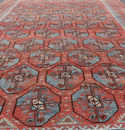 Measures: 5'10 x 8'10 This antique East Turkistan Belouch rug is a stunning representation of traditional craftsmanship, featuring a rich red lattice pattern that is both striking and symbolic. The rug is beautifully ornamented with a network of ge... - Keivan Woven ArtsEMB - 22285 - 25896Rug