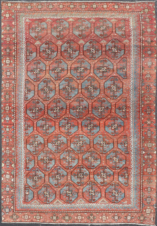 Measures: 5'10 x 8'10 This antique East Turkistan Belouch rug is a stunning representation of traditional craftsmanship, featuring a rich red lattice pattern that is both striking and symbolic. The rug is beautifully ornamented with a network of ge... - Keivan Woven ArtsEMB - 22285 - 25896Rug