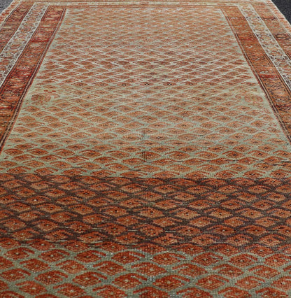 Measures: 4'3 x 7'2 This magnificent antique Persian Kurdish Bidjar rug epitomizes the grandeur and meticulous craftsmanship synonymous with the historic weaving traditions of the Kurdish artisans. Known for their durability and dense weaving, ... - Keivan Woven ArtsEMB - 22289 - 26130