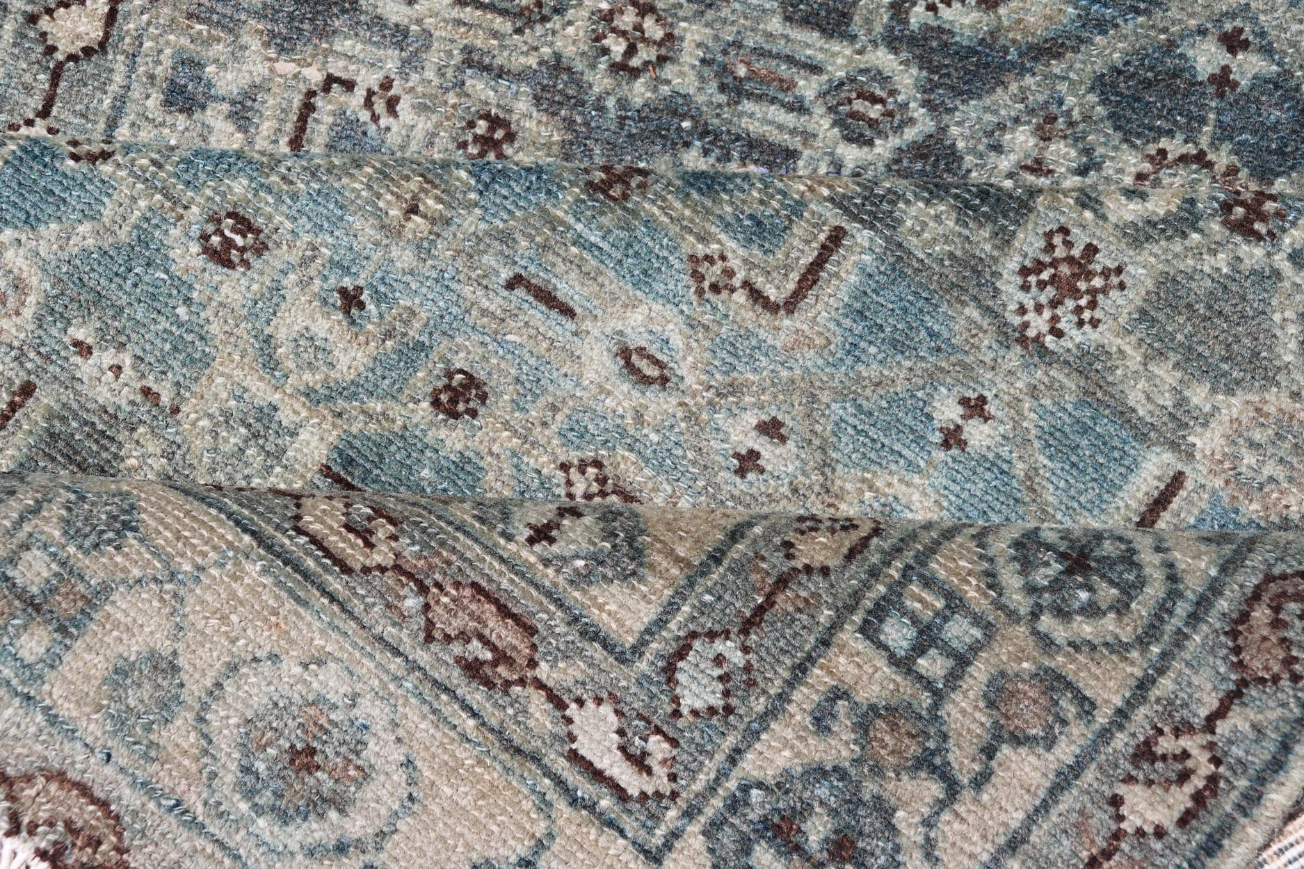 Measures: 3'8 x 17'4 Keivan Woven Arts Malayer Persian Long Runner in Blue's. Keivan Woven Arts / rug/EMB - 40, country of origin / type: Iran / Malayer, circa 1920. This beautiful antique Malayer runner from Persia features an elaborate all - over ... - Keivan Woven ArtsEMB - 40 - 27628Rug