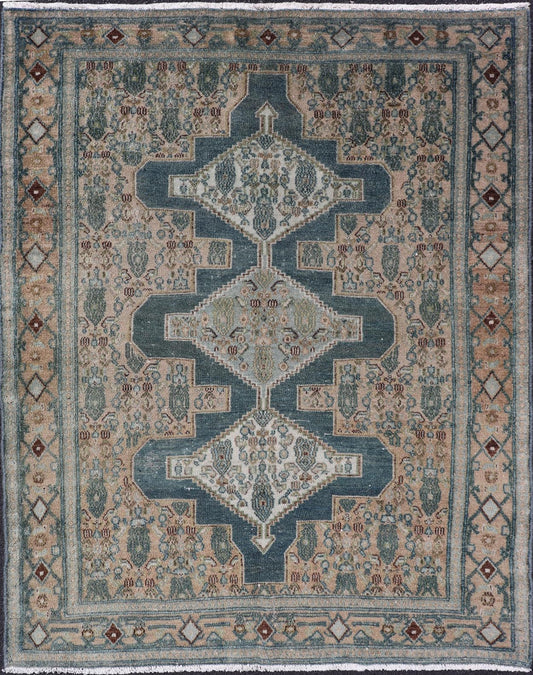 Measures: 3'10 x 5'1 Keivan Woven Arts Antique Persian Fine Senneh Rug with Medallion's. Keivan Woven Art / rug EMB - 51, country of origin / type: Iran / Senneh, circa 1920. - Keivan Woven ArtsEMB - 51 - 27634Rug