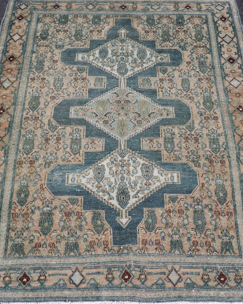 Measures: 3'10 x 5'1 Keivan Woven Arts Antique Persian Fine Senneh Rug with Medallion's. Keivan Woven Art / rug EMB - 51, country of origin / type: Iran / Senneh, circa 1920. - Keivan Woven ArtsEMB - 51 - 27634Rug