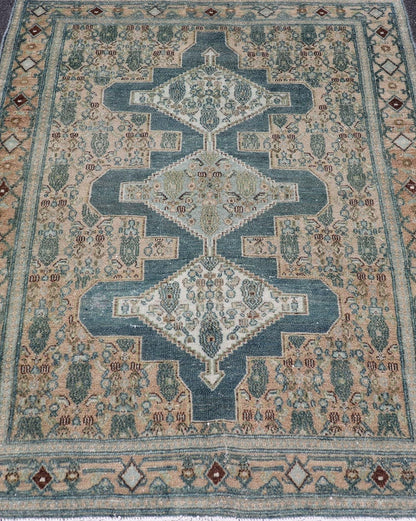 Measures: 3'10 x 5'1 Keivan Woven Arts Antique Persian Fine Senneh Rug with Medallion's. Keivan Woven Art / rug EMB - 51, country of origin / type: Iran / Senneh, circa 1920. - Keivan Woven ArtsEMB - 51 - 27634Rug
