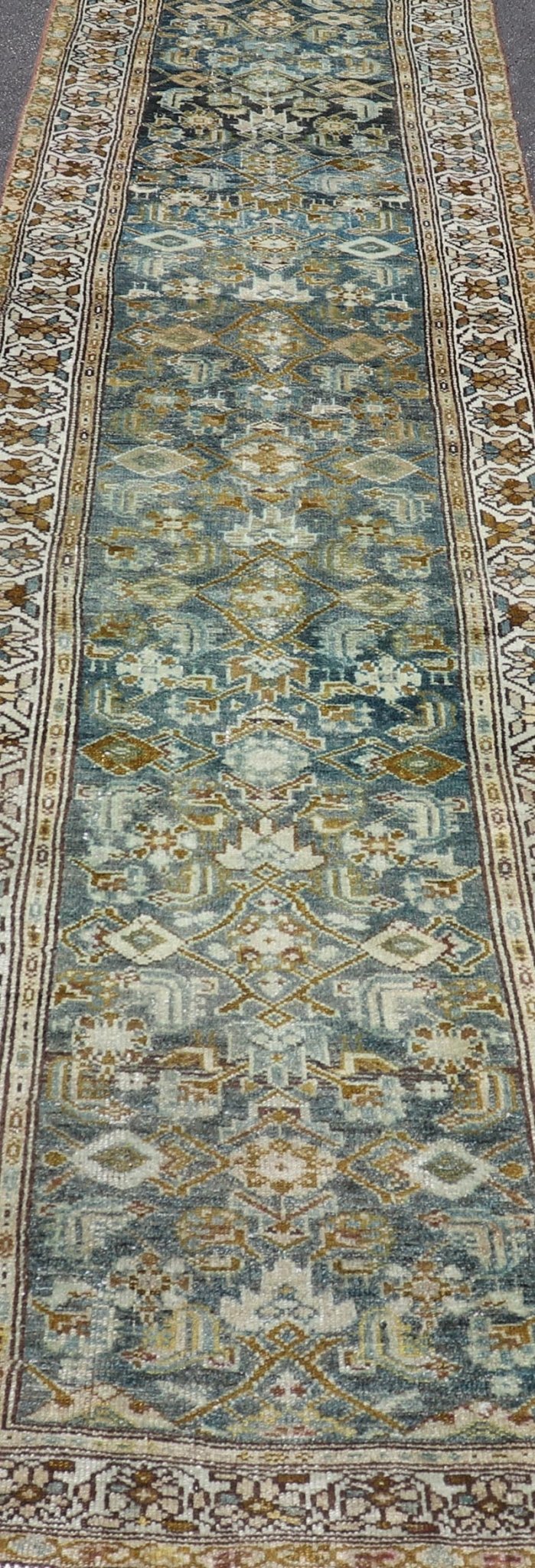 Measures: 3'2 x 14'10 Keivan Woven Arts Persian Hamadan Runner with All - Over Tribal Design. Keivan Woven Arts; rug EMB - 62 country of origin / type: Persian / Hamadan, circa 1920. This antique hand - knotted Persian Hamadan runner features an all - ... - Keivan Woven ArtsEMB - 62 - 27640Rug