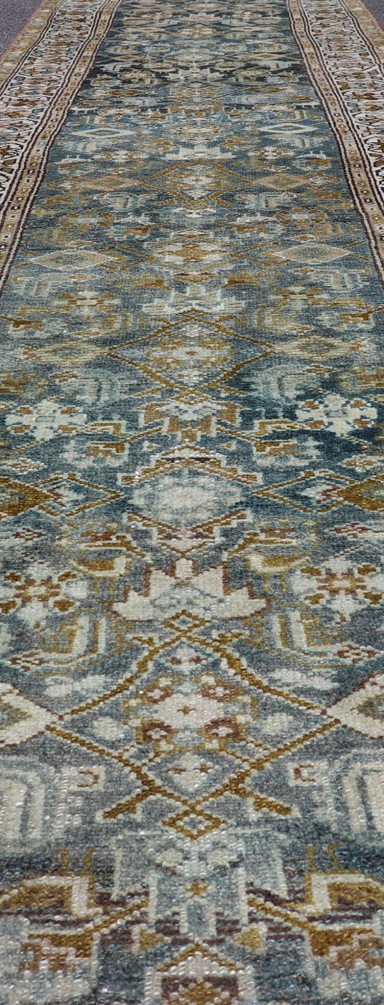 Measures: 3'2 x 14'10 Keivan Woven Arts Persian Hamadan Runner with All - Over Tribal Design. Keivan Woven Arts; rug EMB - 62 country of origin / type: Persian / Hamadan, circa 1920. This antique hand - knotted Persian Hamadan runner features an all - ... - Keivan Woven ArtsEMB - 62 - 27640Rug